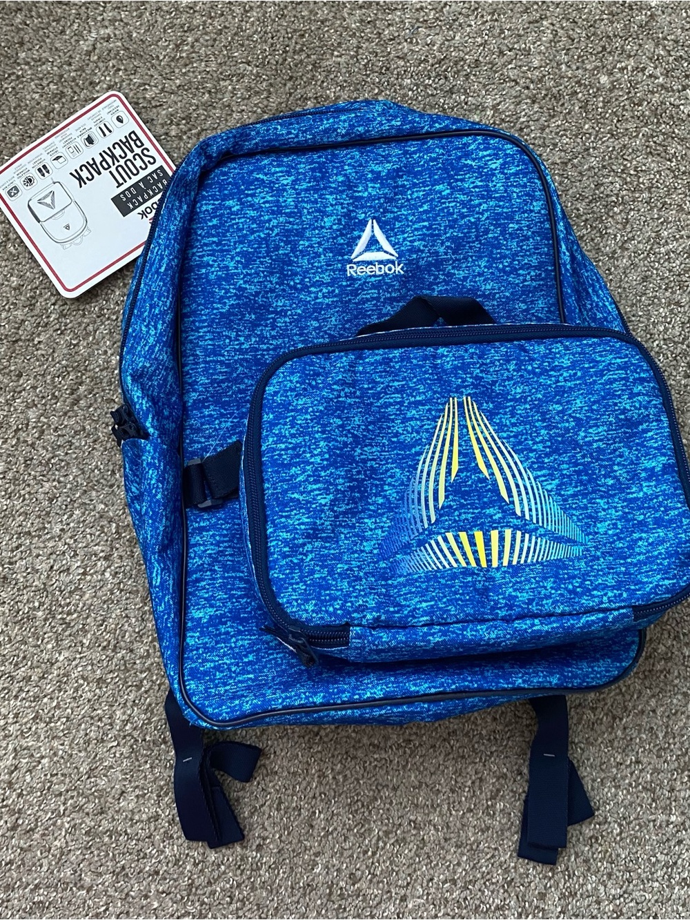 Reebok Blue Heather Backpack and Matching Lunch Pouch